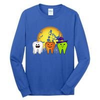 Teeth Ghost Pumpkin Witch Cute Dental Halloween Dentist Gift Tall Long Sleeve T-Shirt