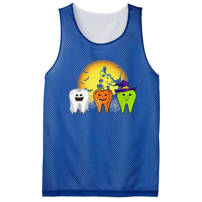 Teeth Ghost Pumpkin Witch Cute Dental Halloween Dentist Gift Mesh Reversible Basketball Jersey Tank