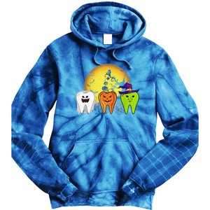 Teeth Ghost Pumpkin Witch Cute Dental Halloween Dentist Gift Tie Dye Hoodie