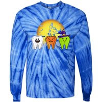 Teeth Ghost Pumpkin Witch Cute Dental Halloween Dentist Gift Tie-Dye Long Sleeve Shirt