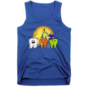 Teeth Ghost Pumpkin Witch Cute Dental Halloween Dentist Gift Tank Top