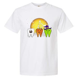 Teeth Ghost Pumpkin Witch Cute Dental Halloween Dentist Gift Garment-Dyed Heavyweight T-Shirt