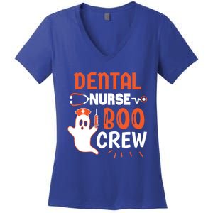 Teeth Ghost Pumpkin Witch Cute Dental Halloween Dentist Gift Women's V-Neck T-Shirt