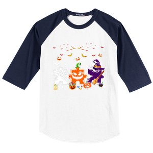 Teeth Ghost Pumpkin Witch Hat Scary Dental Halloween Dentist Gift Baseball Sleeve Shirt