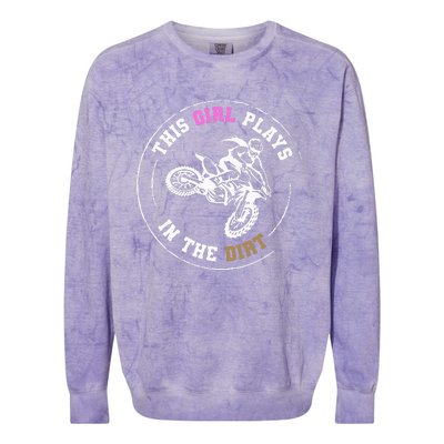 This Girl Plays In The Dirt Biking Dirt Bike Colorblast Crewneck Sweatshirt