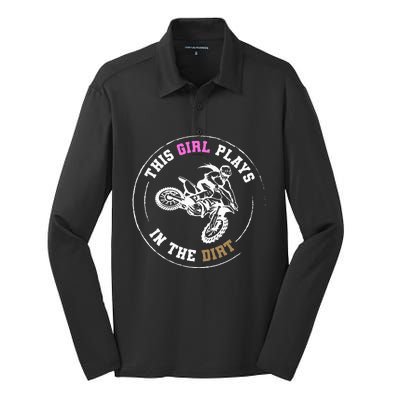 This Girl Plays In The Dirt Biking Dirt Bike Silk Touch Performance Long Sleeve Polo