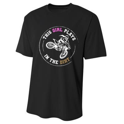 This Girl Plays In The Dirt Biking Dirt Bike Performance Sprint T-Shirt