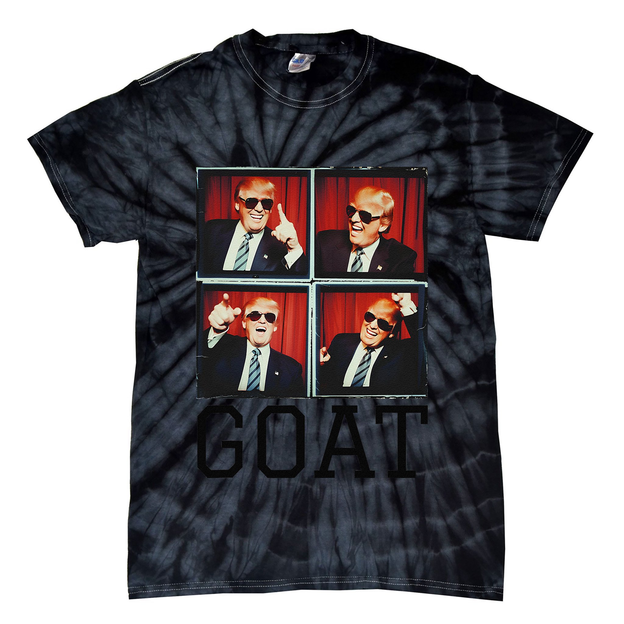 The Greatest President Photobooth Cool Donald Trump Goat Tie-Dye T-Shirt
