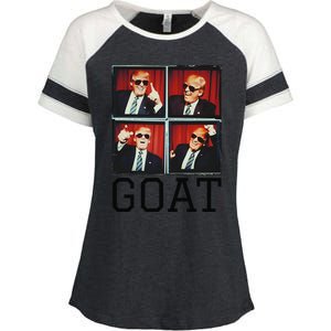 The Greatest President Photobooth Cool Donald Trump Goat Enza Ladies Jersey Colorblock Tee