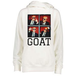 The Greatest President Photobooth Cool Donald Trump Goat Womens Funnel Neck Pullover Hood