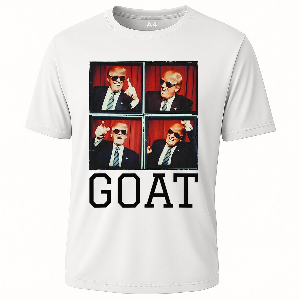 The Greatest President Photobooth Cool Donald Trump Goat Cooling Performance Crew T-Shirt