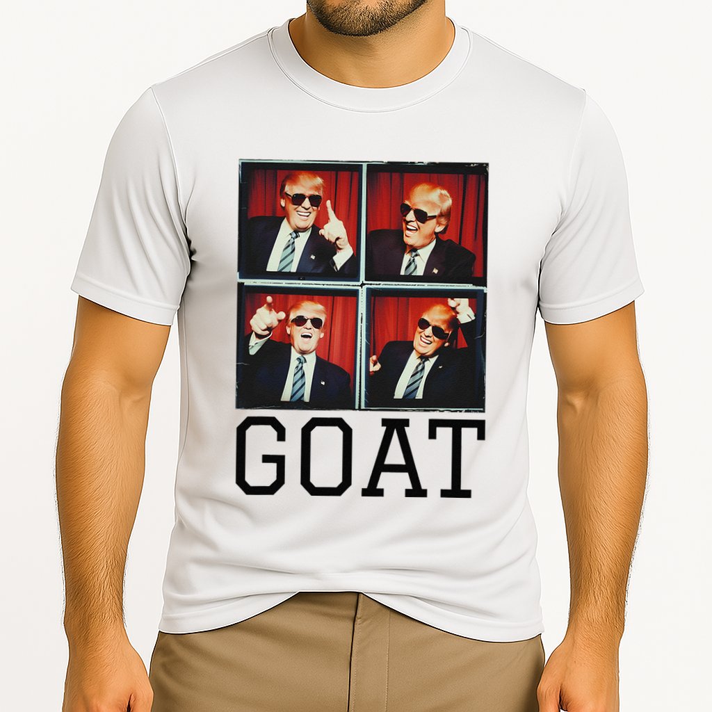 The Greatest President Photobooth Cool Donald Trump Goat Cooling Performance Crew T-Shirt