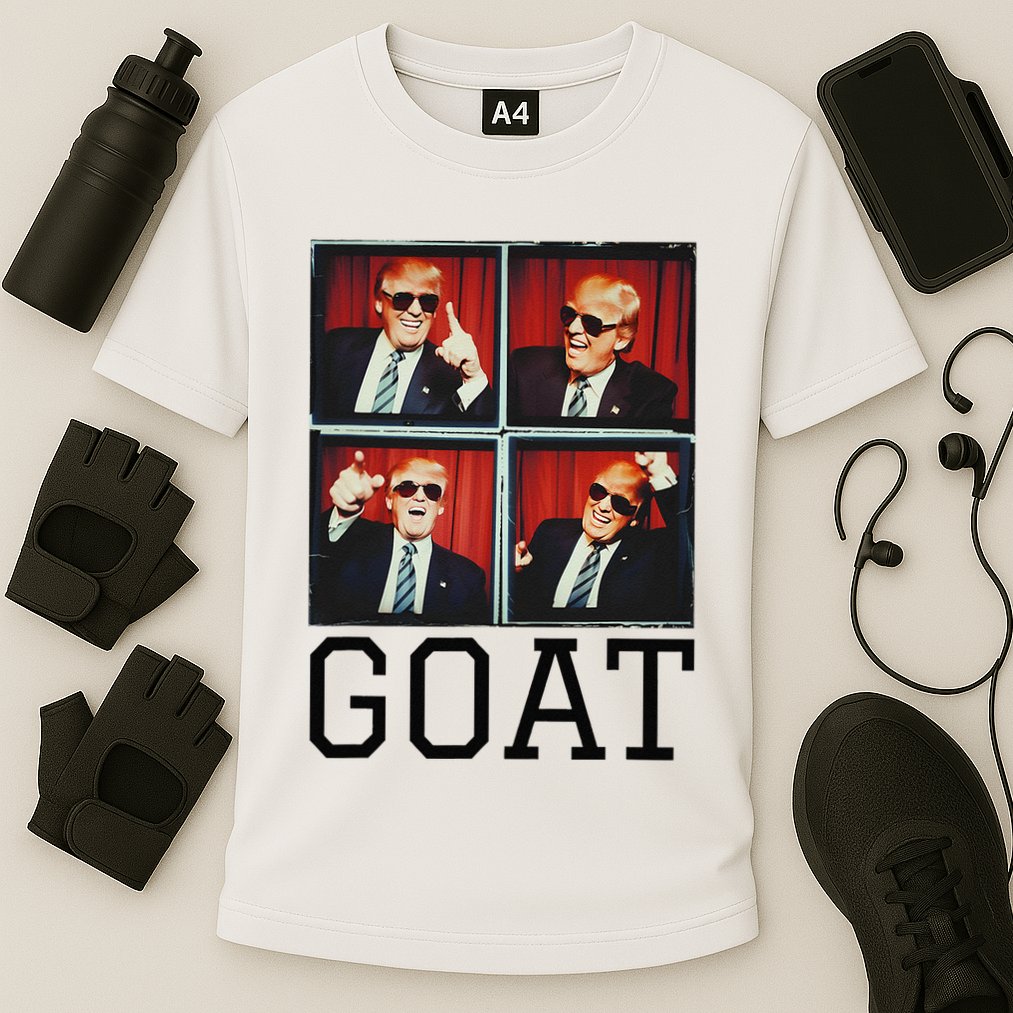The Greatest President Photobooth Cool Donald Trump Goat Cooling Performance Crew T-Shirt