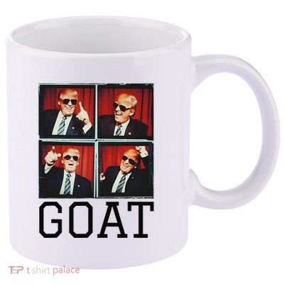 The Greatest President Photobooth Cool Donald Trump Goat 11oz C Handle Ceramic Mug