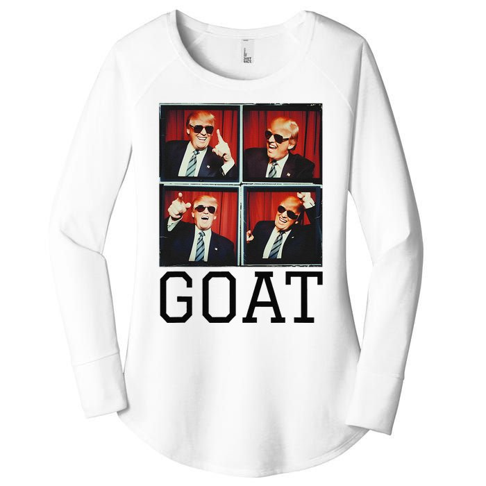 The Greatest President Photobooth Cool Donald Trump Goat Women's Perfect Tri Tunic Long Sleeve Shirt