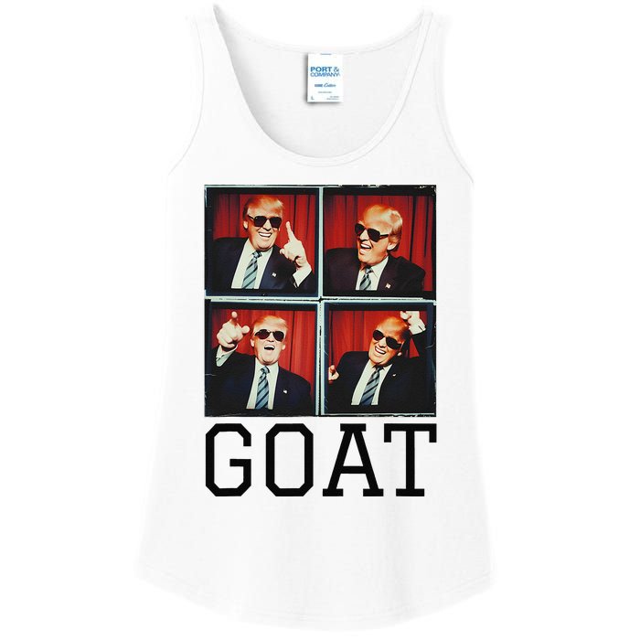 The Greatest President Photobooth Cool Donald Trump Goat Ladies Essential Tank