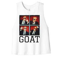 The Greatest President Photobooth Cool Donald Trump Goat Women's Racerback Cropped Tank