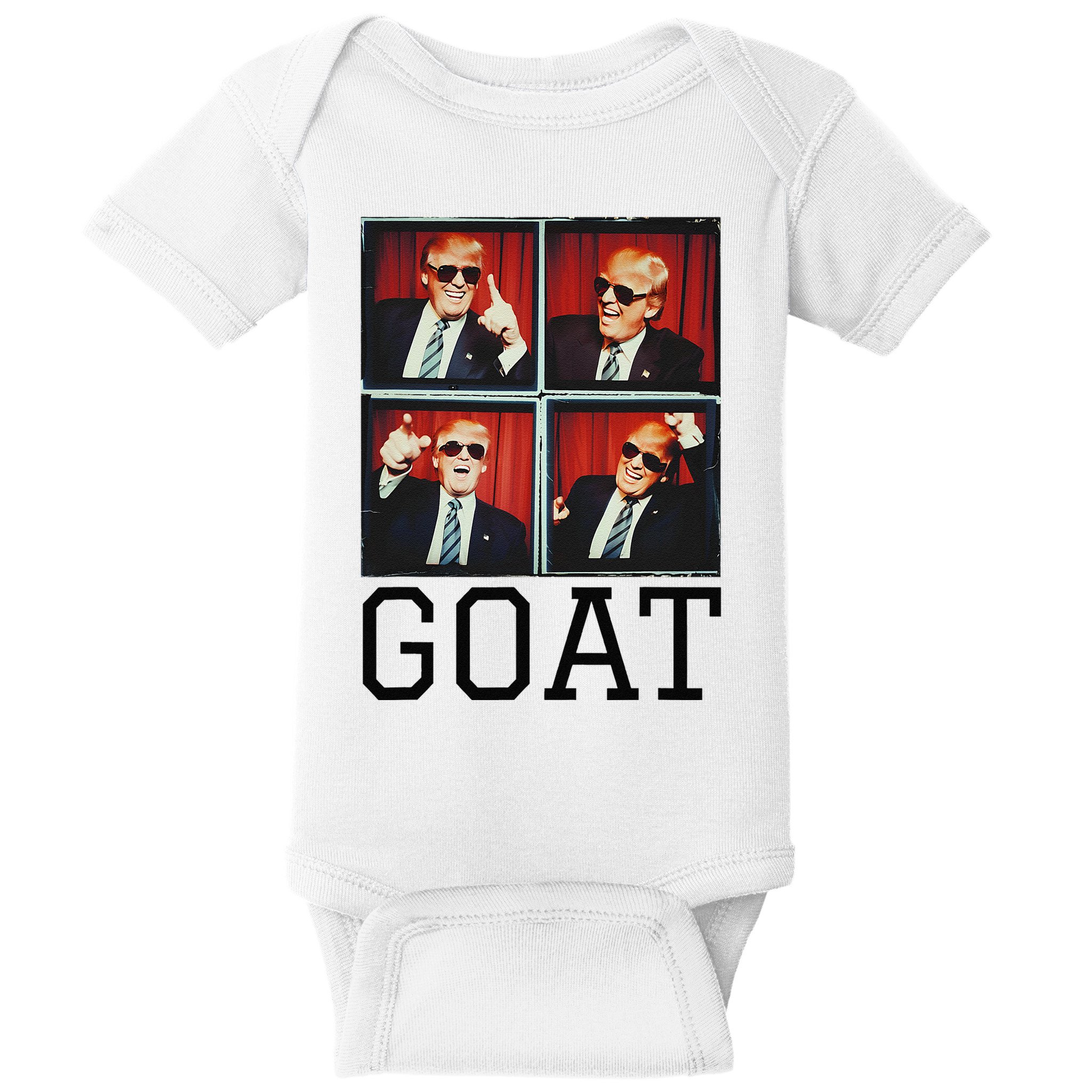 The Greatest President Photobooth Cool Donald Trump Goat Baby Bodysuit