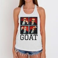 The Greatest President Photobooth Cool Donald Trump Goat Women's Knotted Racerback Tank