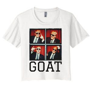 The Greatest President Photobooth Cool Donald Trump Goat Women's Crop Top Tee