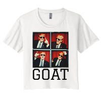 The Greatest President Photobooth Cool Donald Trump Goat Women's Crop Top Tee