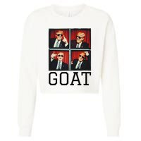 The Greatest President Photobooth Cool Donald Trump Goat Cropped Pullover Crew