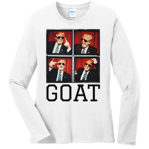 The Greatest President Photobooth Cool Donald Trump Goat Ladies Long Sleeve Shirt