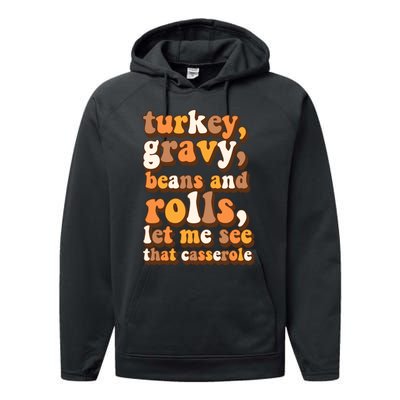 Turkey Gravy Potatoes Rolls Casserole Family Thanksgiving Matching Outfits Performance Fleece Hoodie