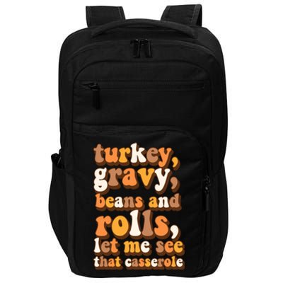 Turkey Gravy Potatoes Rolls Casserole Family Thanksgiving Matching Outfits Impact Tech Backpack