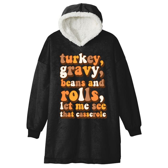 Turkey Gravy Potatoes Rolls Casserole Family Thanksgiving Matching Outfits Hooded Wearable Blanket