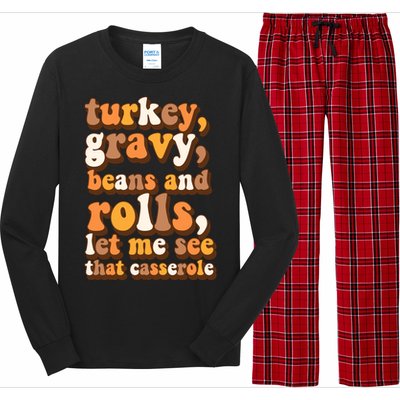 Turkey Gravy Potatoes Rolls Casserole Family Thanksgiving Matching Outfits Long Sleeve Pajama Set