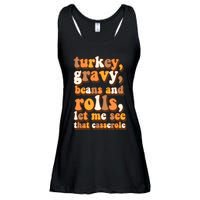 Turkey Gravy Potatoes Rolls Casserole Family Thanksgiving Matching Outfits Ladies Essential Flowy Tank