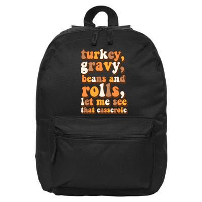 Turkey Gravy Potatoes Rolls Casserole Family Thanksgiving Matching Outfits 16 in Basic Backpack