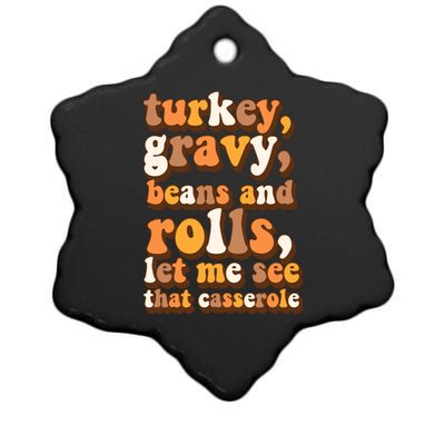 Turkey Gravy Potatoes Rolls Casserole Family Thanksgiving Matching Outfits Ceramic Star Ornament