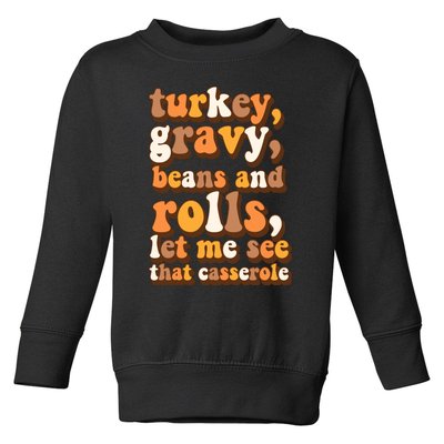 Turkey Gravy Potatoes Rolls Casserole Family Thanksgiving Matching Outfits Toddler Sweatshirt