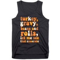 Turkey Gravy Potatoes Rolls Casserole Family Thanksgiving Matching Outfits Tank Top