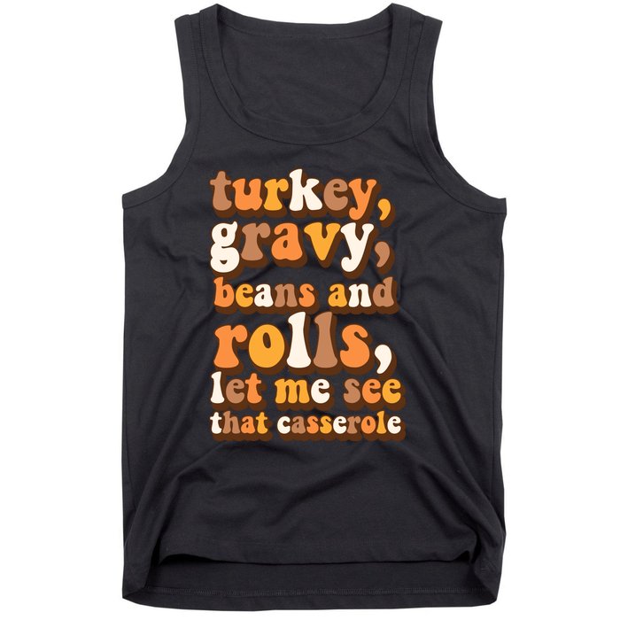 Turkey Gravy Potatoes Rolls Casserole Family Thanksgiving Matching Outfits Tank Top