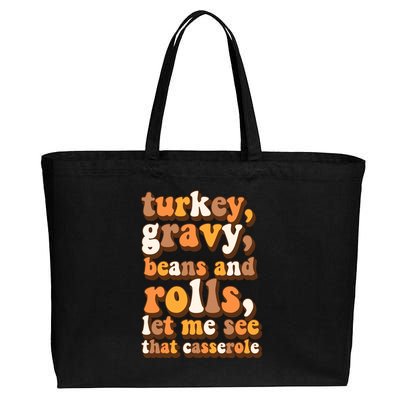 Turkey Gravy Potatoes Rolls Casserole Family Thanksgiving Matching Outfits Cotton Canvas Jumbo Tote