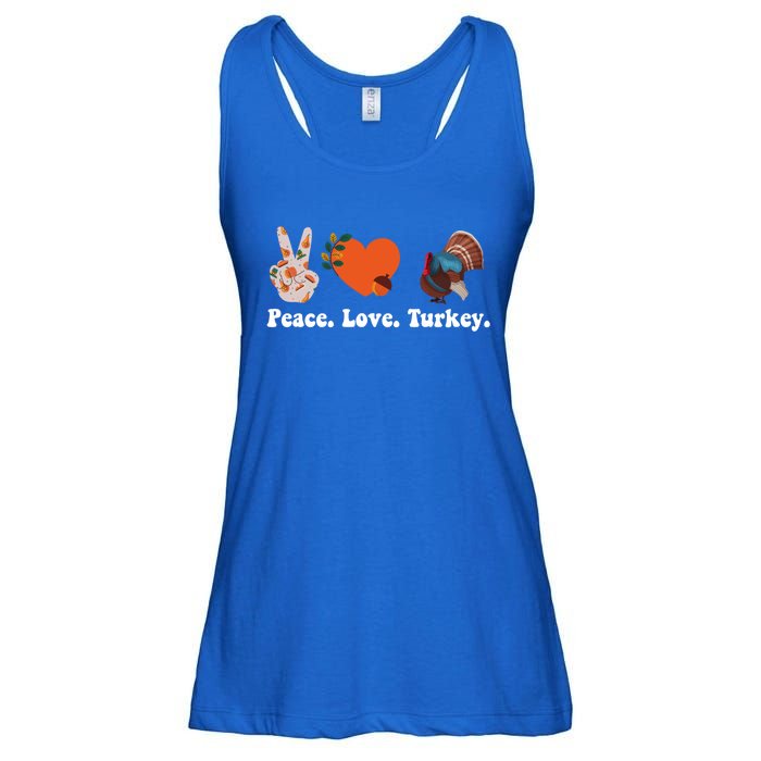 Thanksgiving Gift Peace Love Turkey Funny Thanksgiving Meaningful Gift Ladies Essential Flowy Tank