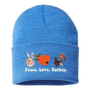 Thanksgiving Gift Peace Love Turkey Funny Thanksgiving Meaningful Gift Sustainable Knit Beanie