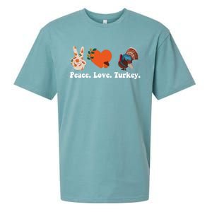 Thanksgiving Gift Peace Love Turkey Funny Thanksgiving Meaningful Gift Sueded Cloud Jersey T-Shirt