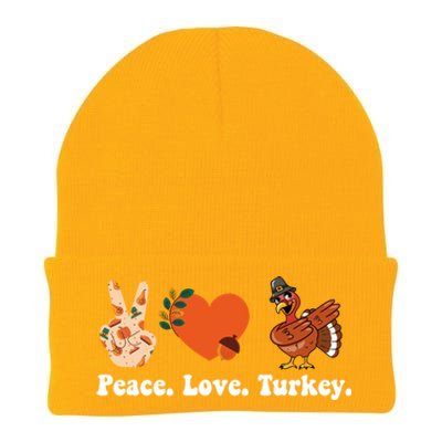 Thanksgiving Gift Peace Love Turkey Funny Thanksgiving Gift Knit Cap Winter Beanie