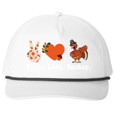 Thanksgiving Gift Peace Love Turkey Funny Thanksgiving Gift Snapback Five-Panel Rope Hat