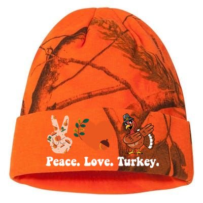 Thanksgiving Gift Peace Love Turkey Funny Thanksgiving Gift Kati Licensed 12" Camo Beanie