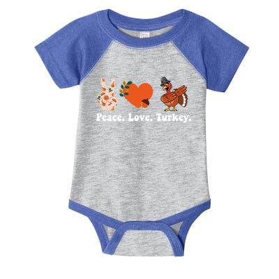 Thanksgiving Gift Peace Love Turkey Funny Thanksgiving Gift Infant Baby Jersey Bodysuit