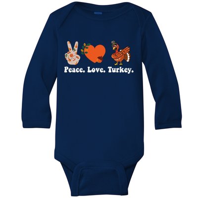 Thanksgiving Gift Peace Love Turkey Funny Thanksgiving Gift Baby Long Sleeve Bodysuit