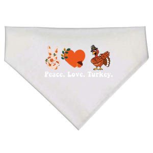 Thanksgiving Gift Peace Love Turkey Funny Thanksgiving Gift USA-Made Doggie Bandana