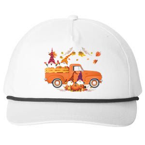 Truck Gnomes Pumpkin Truck Fall Leaf Thanksgiving Halloween Great Gift Snapback Five-Panel Rope Hat