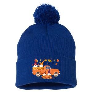 Truck Gnomes Pumpkin Truck Fall Leaf Thanksgiving Halloween Great Gift Pom Pom 12in Knit Beanie