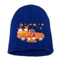 Truck Gnomes Pumpkin Truck Fall Leaf Thanksgiving Halloween Great Gift Short Acrylic Beanie